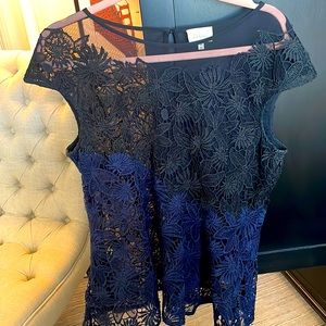 Womens sheer embroidered cap sleeve blouse